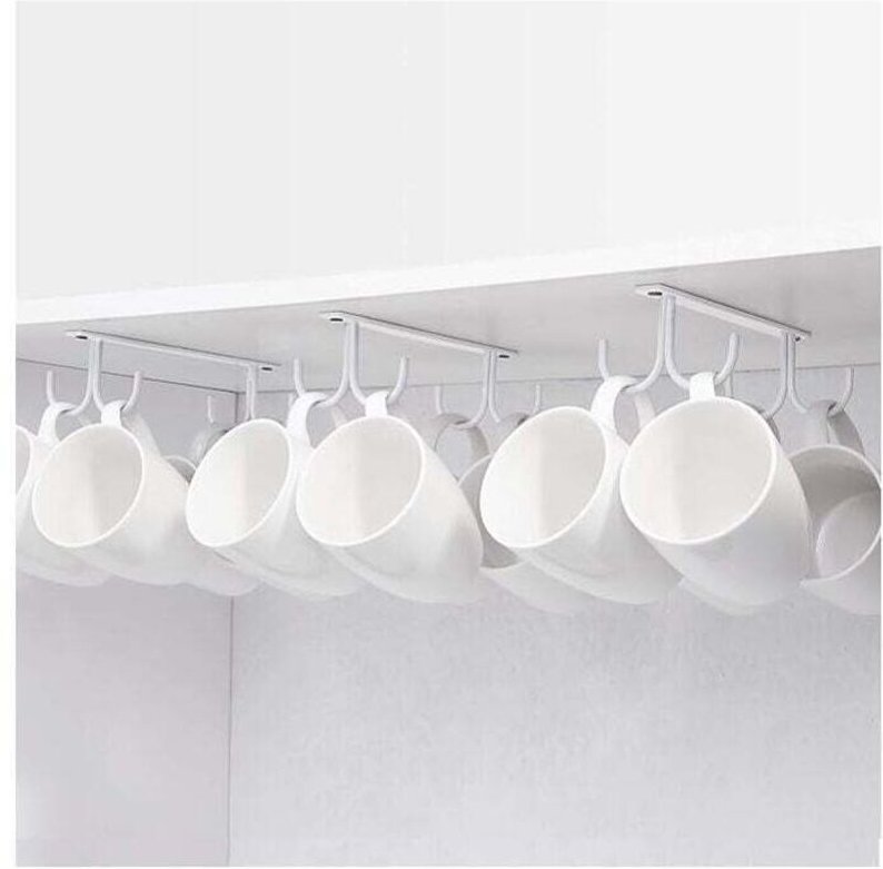 Schrankhaken, Aufbewahrungshaken aus Metall unter dem Schrank mit 4 Schrauben, 3er-Set für Getränkehalter, Becher, Bierg...