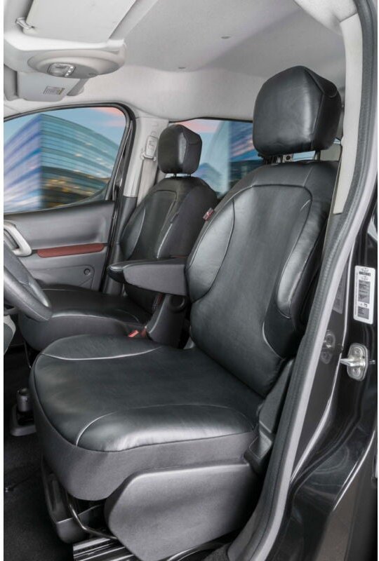 Walser - Passform Sitzbezug aus Kunstleder kompatibel mit Peugeot Partner, 2 Einzelsitze Armlehne innen