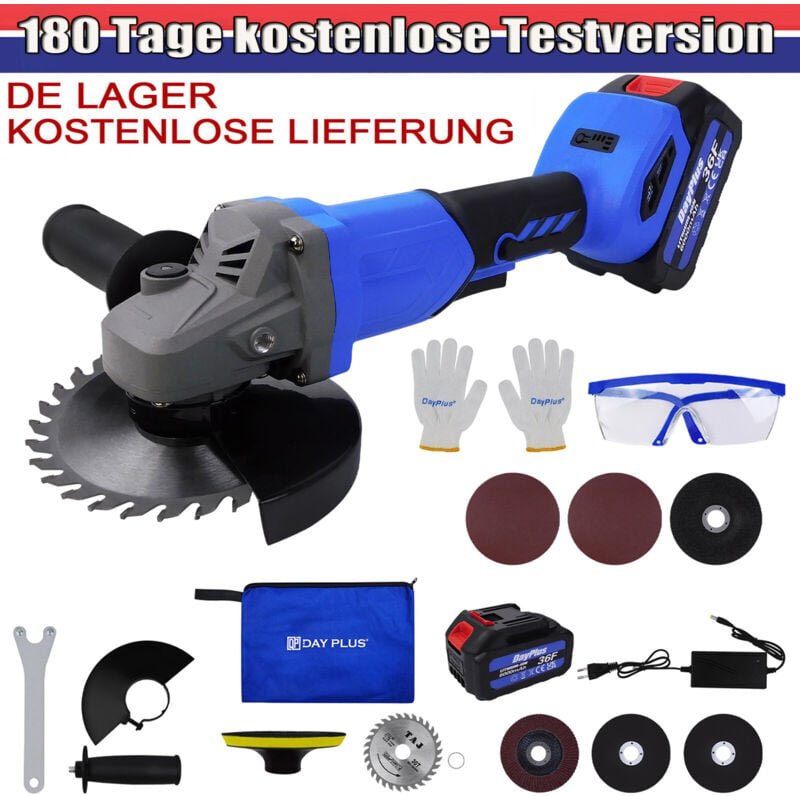 Dayplus - 21V Bürstenlos 3-Gang Winkelschleifer Akku Trennschleifer Schleifmaschine Flex
