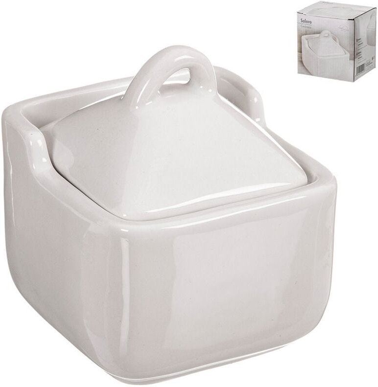 EDM - Klassischer Salzstreuer aus weißer Keramik, 10 x 10 x 11,5 cm, Kozina