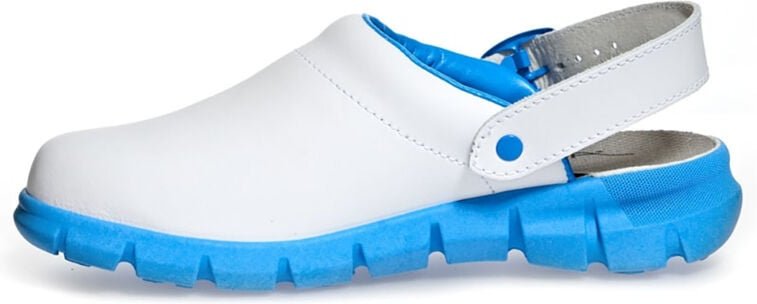 Abeba (37312) Clog ESD-Berufsschuhe Dynamic OB mit Aufdruck weiß/blau 47