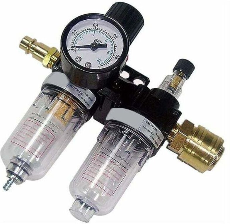 Ruolin Filterregler 1/4 Luftdruckregler, Wasser-Öl-Abscheider, Luftdruckregler für Kompressor und Druckluftwerkzeuge