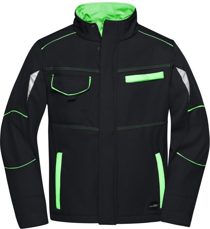 James&nicholson - Wind- und Wasserfeste Softshelljacke JN851 Gr. 2XL black/lime-green