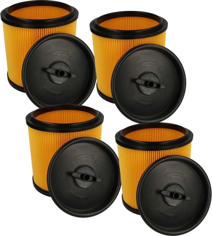 vhbw 4x Faltenfilter kompatibel mit Parkside PNTS 1250/9, 23 E., 1250, 1300 D3 Staubsauger - Patronenfilter, Gelb Schwar...