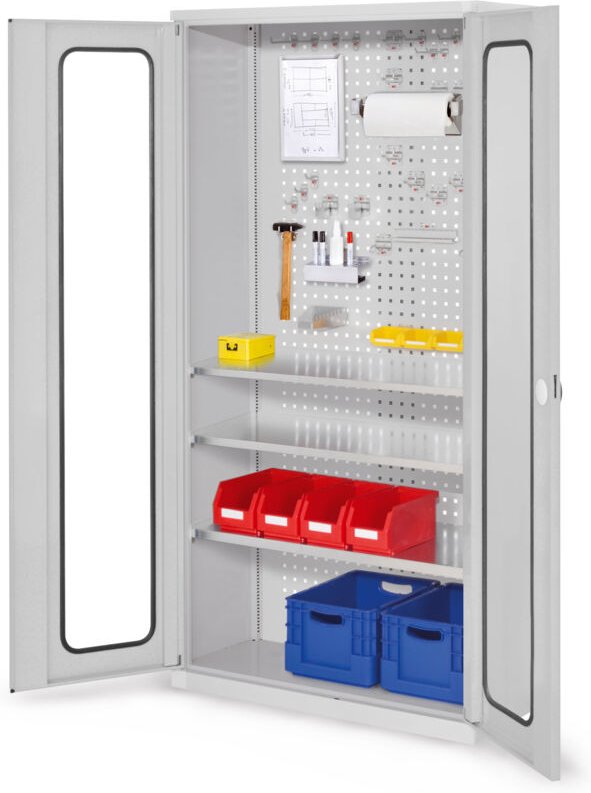 Kappes ®RasterPlan Werkzeugschrank 1950x1000m Modell 6 Tiefe 410mm Sichtfenstertüren lichtgrau