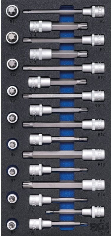 Bgs Technic - Werkstattwageneinlage 1/3: Bit-Einsatz-Satz Antrieb Innenvierkant 12,5 mm (1/2') Keil-Profil (für ribe) 25...
