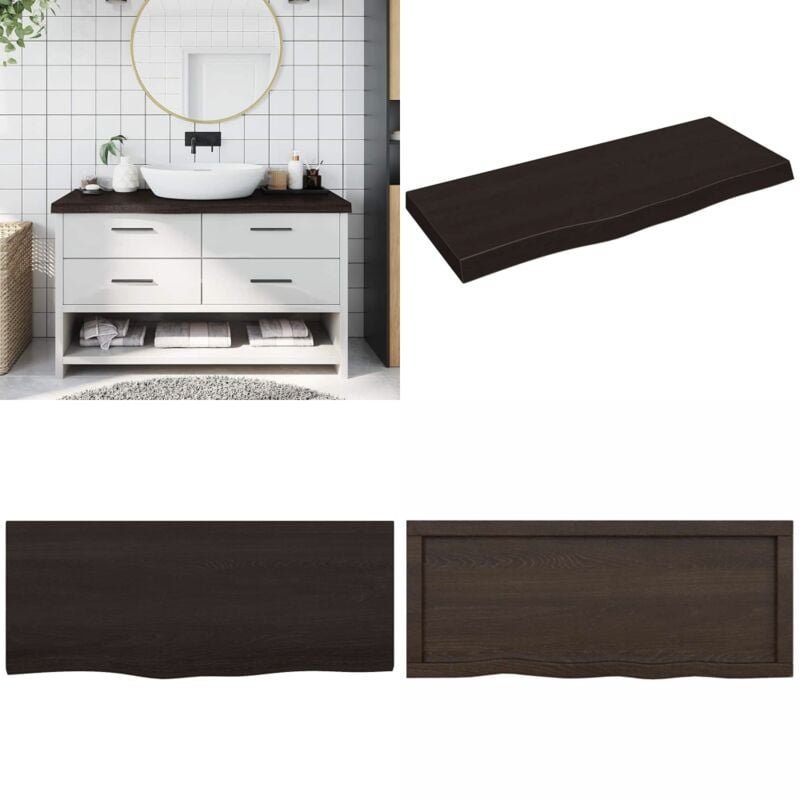 Waschtischplatte Dunkelbraun 100x40x(2-6)cm Massivholz - Waschtischplatte - Eiche - Holzarbeitsplatte - Badrenovierung -...