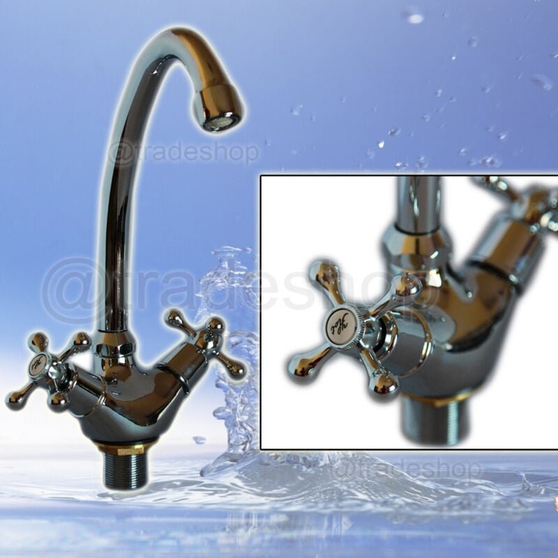 Trade Shop Traesio - Trade Shop - Küchenspültisch-Mischbatterie mit hohem Kreuzauslauf und Schraubensteuerung -