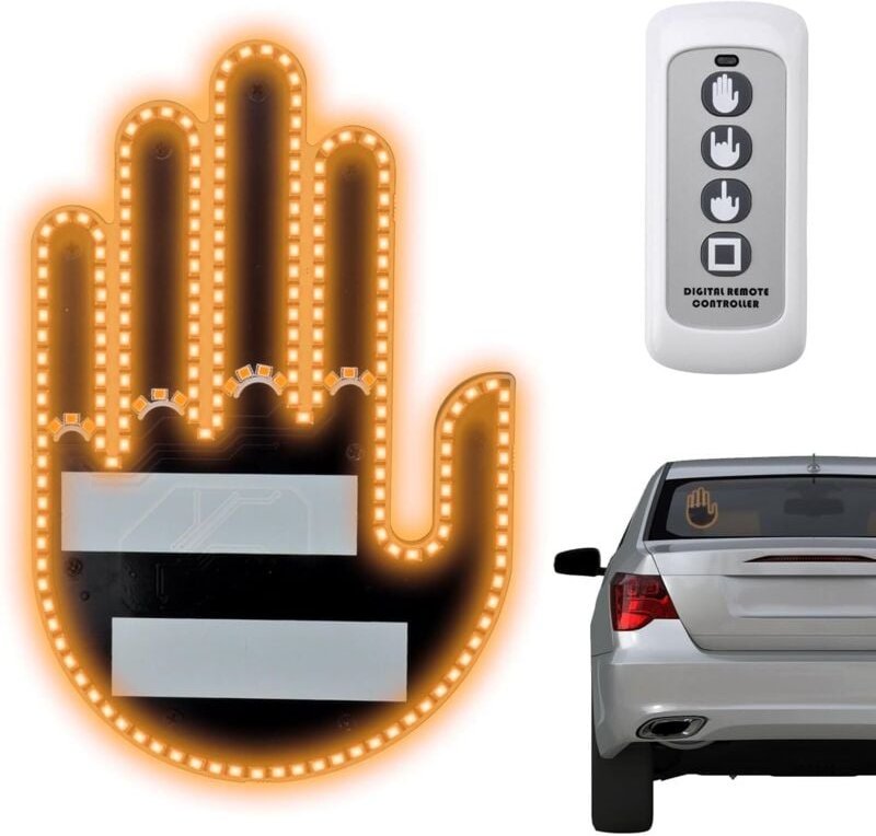 LED-Auto-Fingerlicht mit Fernbedienung, lustiges Autofensterlicht, lustige Gadgets für Männer, LKW, cooles Geschenk