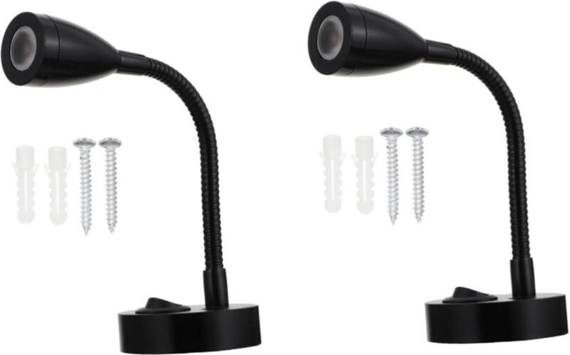 Lntyq - 2 Stück LED-Spot-Leseleuchten, verstellbarer Schalter, Nachttisch-Wandleuchte, Innenbeleuchtung, Wohnmobil, 6000...