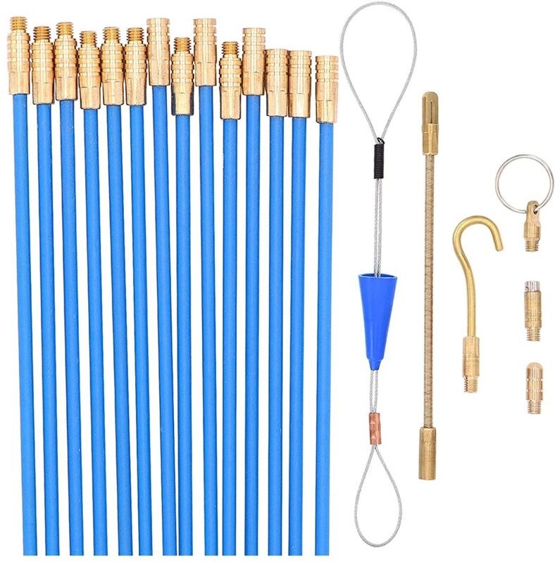 30 Fuß lange Fiberglas-Einziehbandstangen mit Haken- und Lochsatz im Rohr