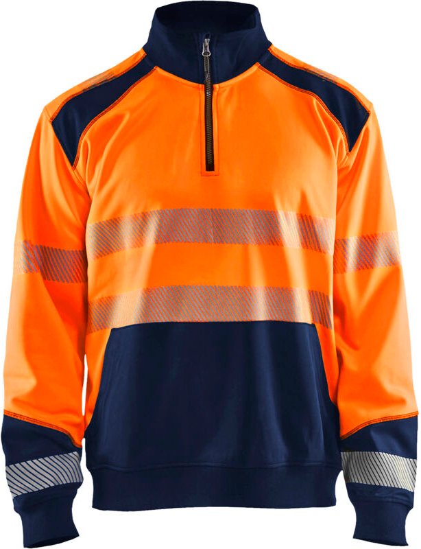 Hochsichtbarer Arbeitssweatshirt mit Lkw-Kragen 3556 - Neonorange / Marine L