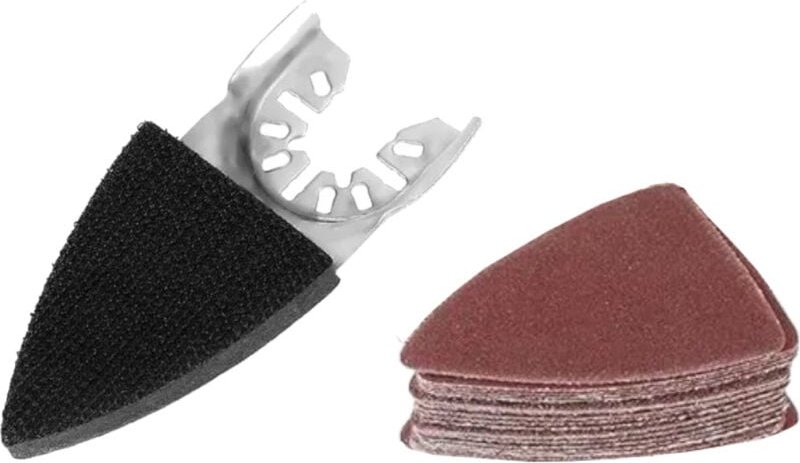 26 tlg. Set Dreieck Schleifplatte + Schleifscheiben (25 Stück) 50x50x35mm für Deltaschleifer Schleifpapier / P60 P80 P12...