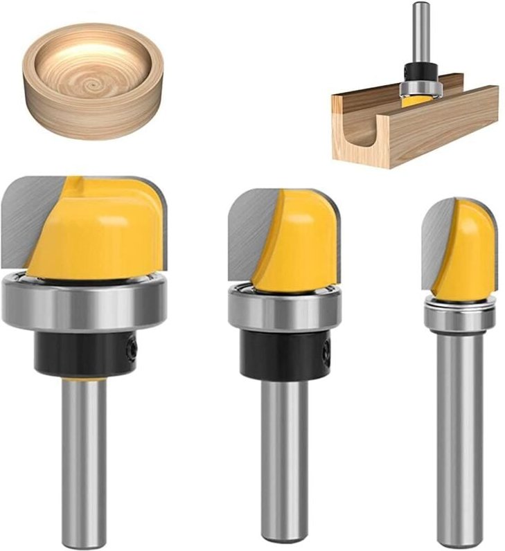 3-teiliger Holzfräser mit rundem Boden, 8-mm-Hartmetallfräser, Holzbearbeitungswerkzeuge für die Holzverarbeitung