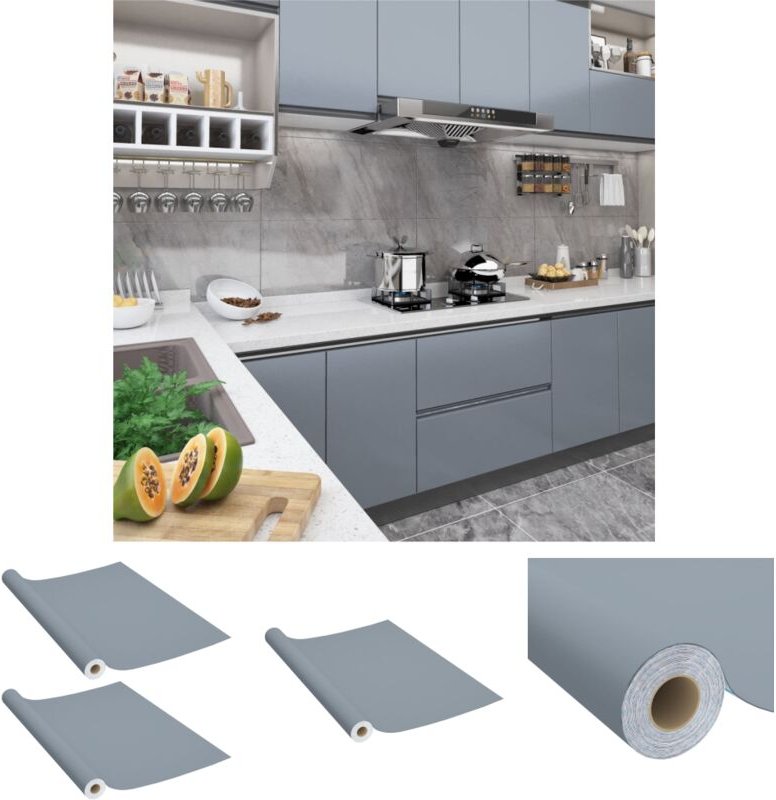 Thumbnail - The Living Store - Möbelfolien Selbstklebend 2 Stk. Grau 500x90 cm pvc - Fensterfolie - Grau