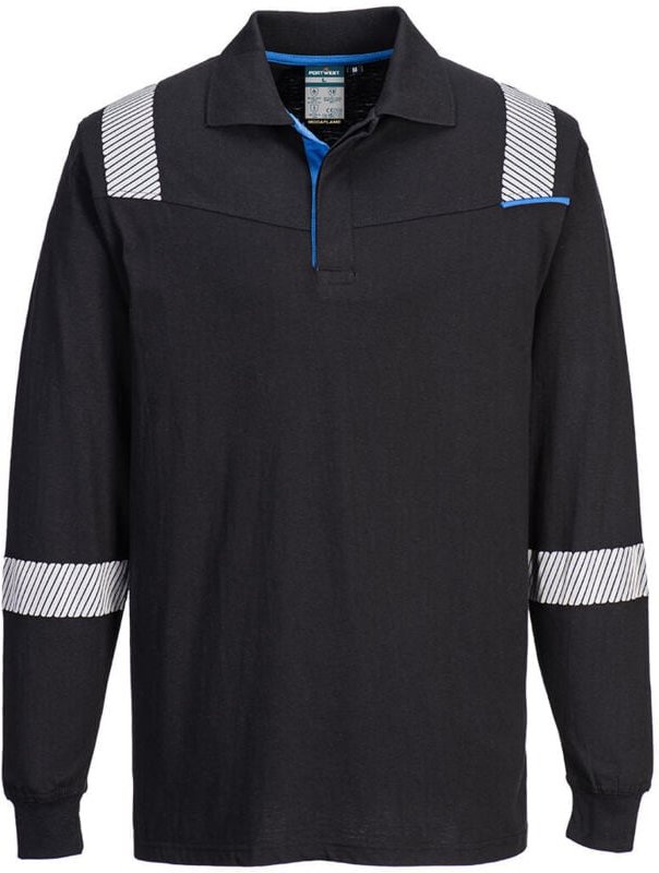 Langärmiges Flammhemmendes Polo WX3 Schwarz XL