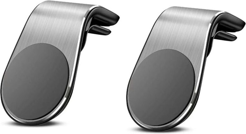 Silberne magnetische Kfz-Handyhalterung – 2er-Pack – lässt sich an Lüftungsschlitzen befestigen – kompatibel mit iPhone,...