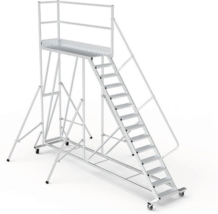 Mobile Plattform mit Geländer rechts und hinten - Maximale Arbeitshöhe 4.40m - PTF212D