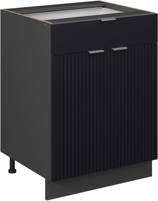 Küchenschränke Fame-Line, Schwarz gestreift, 60 cm mit Schublade, ohne Arbeitsplatte Vicco