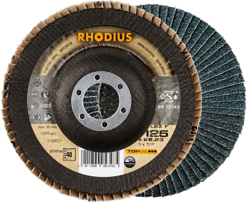 Rhodius Abrasives - rhodius lsz f extended, 10 Stück, 115 mm, Korn 80, Fächerschleifscheibe