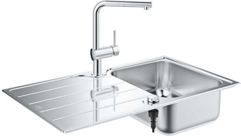 Abwäschen - Einbauspüle-Set K500 und Armatur Minta, gebürteter Edelstahl/Chrom 31573SD1 - Grohe