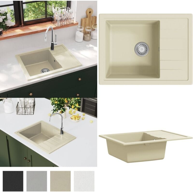 Küchenspüle mit Überlauf Oval Beige Granit - Spülbecken - Küchenspüle - Home & Living - Beige