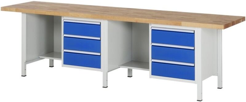 Rau Werkbank höhenverstellbar 8452A2, B3000xT700xH840-1040mm, 6x Schublade-TA