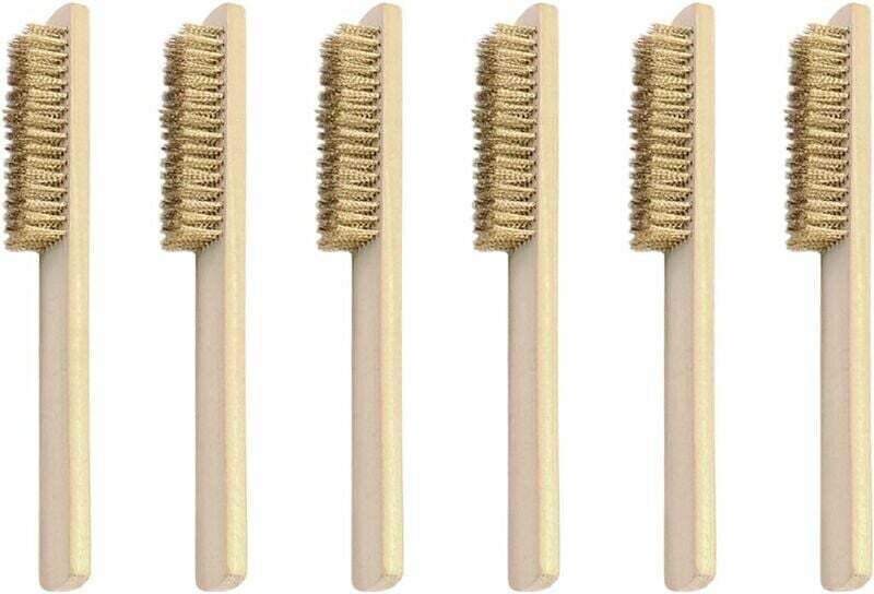 Drahtbürsten-Set 6-teilig, Messingbürste, Drahtbürste mit Messingborsten 200 mm, zum Entfernen von Rost, Schmutz und Far...