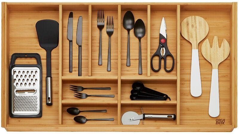 So-tech - orga-box 3 bambus Besteckeinsatz Holz-Besteckkasten für Nobilia Schubladen ab August 2012 für 90er Schublade (...