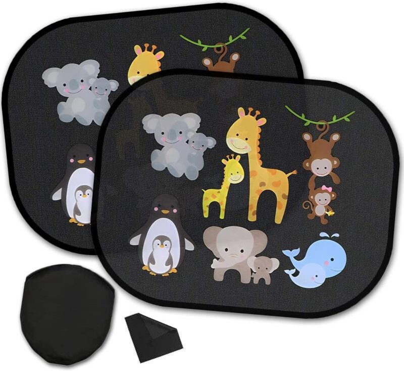 Sonnenschutz fürs Auto, 2 Stück, 45 x 36 cm, kein Saugnapf nötig, UV-Schutz, Sonnenschutz fürs Auto hinten, mit interess...