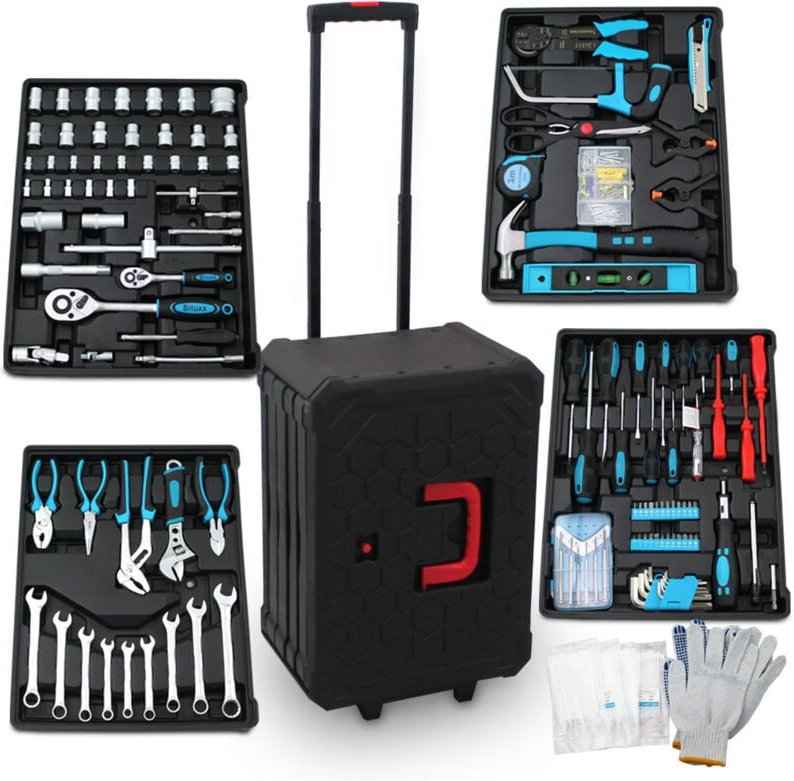 BITUXX Werkzeugkoffer 1200 teilig Werkzeug Knarrenkasten Werkzeugkiste Werkzeugtrolley Nusskasten Ratschenkasten Ratsche...