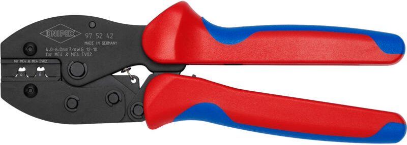 Thumbnail - KNIPEX 97 52 42 SB PreciForce® Crimpzange für MC4®-/MC4® EVO 2-Steckverbinder mit rutschhemmenden Kunststoff-Hüllen brün...