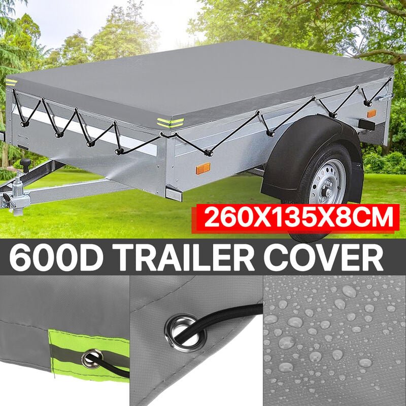 Thumbnail - 260 x 135 x 8 cm Abdeckung 600D Anhänger Auto Dachzelt strapazierfähiges PVC staubdicht wasserdicht Schutzabdeckung Reis...