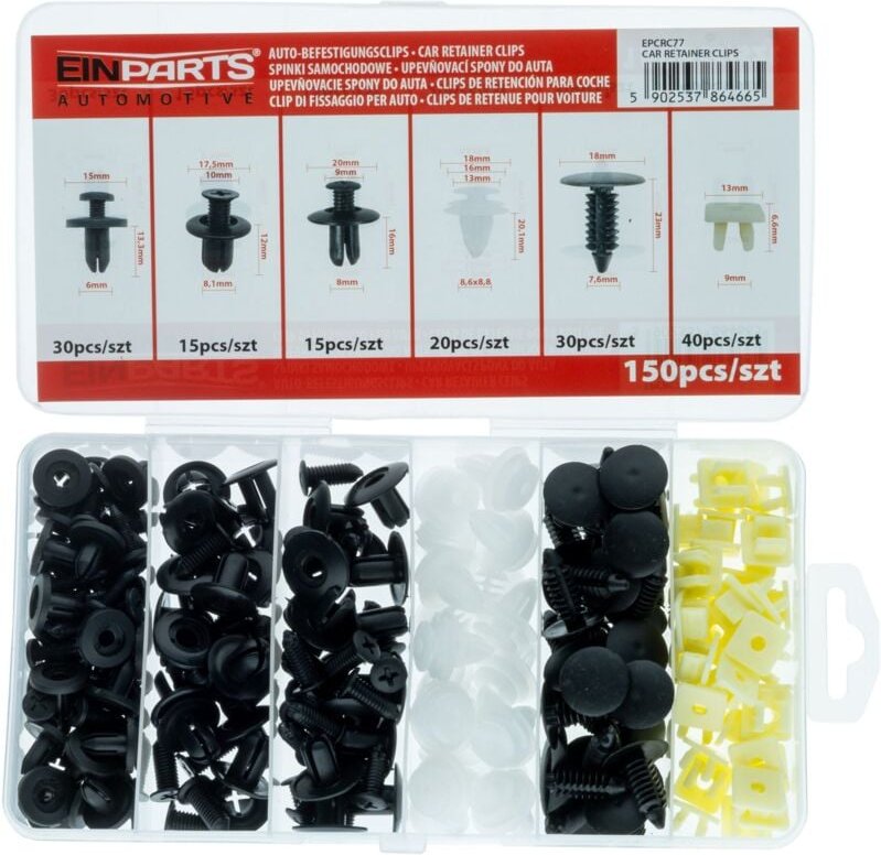 UNIVERSAL Autoclips und -stifte - 150-teiliges Set.
