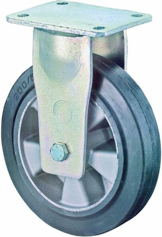 FP - bs-r Schw.last-Bockrolle,Rad ø 200mm,RR110.B80,Elastik-Reifen schwarz