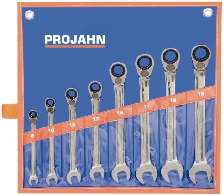 GearTech Satz umschaltbar in Rolltasche 8-tlg. 8 - 10 - 12 - 13 - 16 - 17 - 18 - 19 mm - Projahn