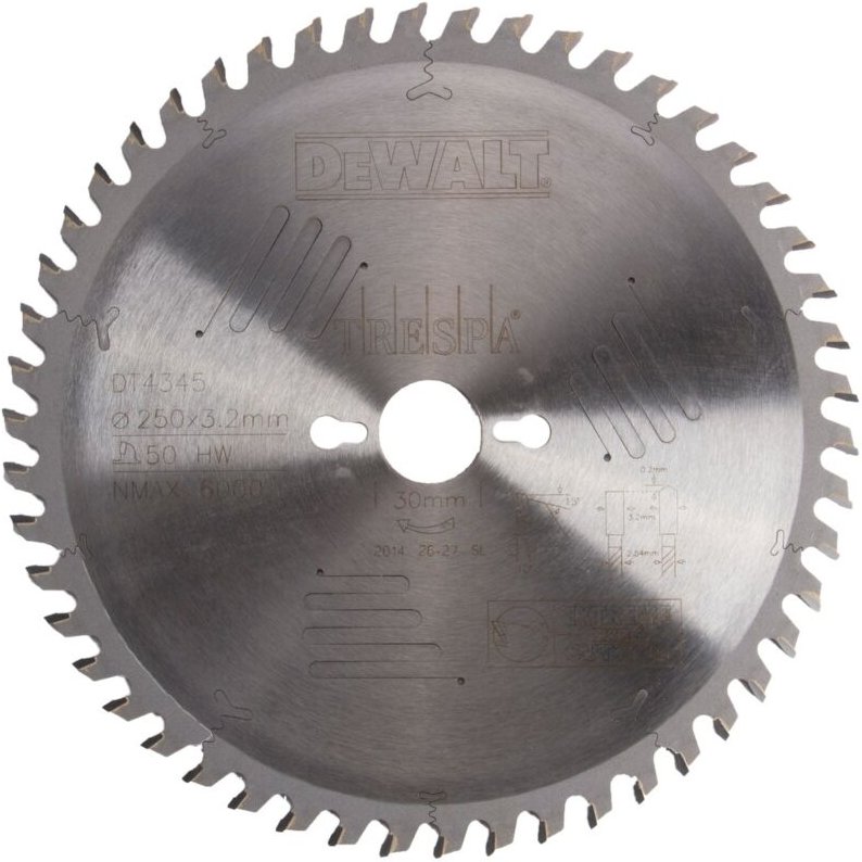 Zubehör - Sägeblatt 250x30 mm, 50 Zähne DT4345 - Dewalt