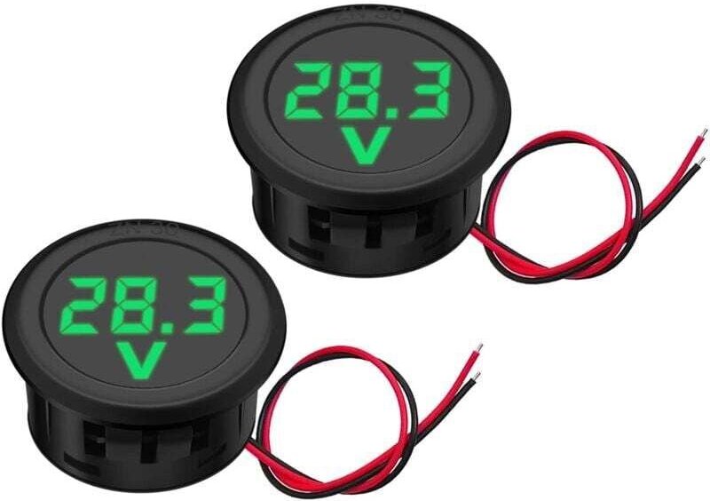 2er-Pack Voltmeter Digital Voltmeter Messgerät Tester DC 5-100 V grüne LED-Anzeige Auto Motorrad Batterie Monitor LED