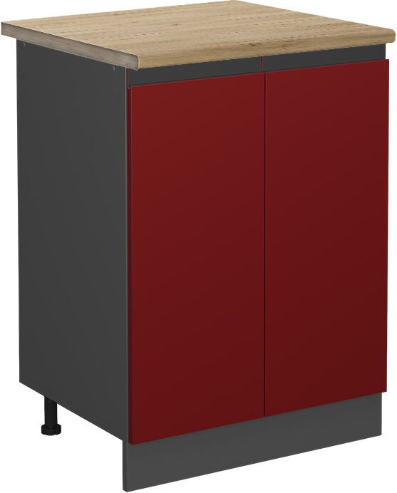 Vicco - Küchenunterschrank R-Line, Rot, 60 cm , ap Eiche