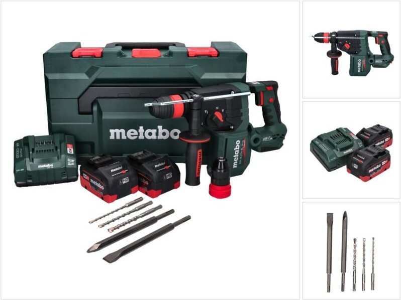 Thumbnail - Metabo KH 18 LTX BL 28 Q Akku Bohrhammer 18 V 3 J SDS plus Brushless + 2x Akku 5,5 Ah + Ladegerät + 5 tlg. Bohrer Meißel...