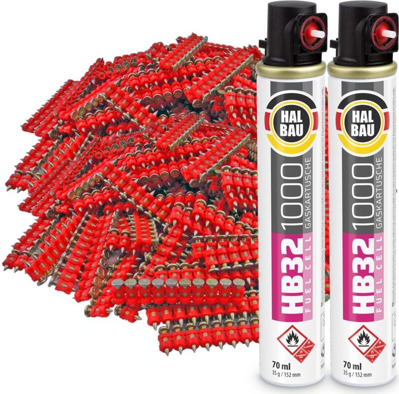 Gaskartusche HB32 x 2 St. + Betonnägel 15mm 2000 St HB42 - Contoo