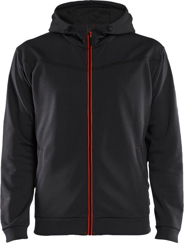 Thumbnail - Arbeitskapuzenpullover mit Reißverschluss 3363 - Schwarz/Rot S