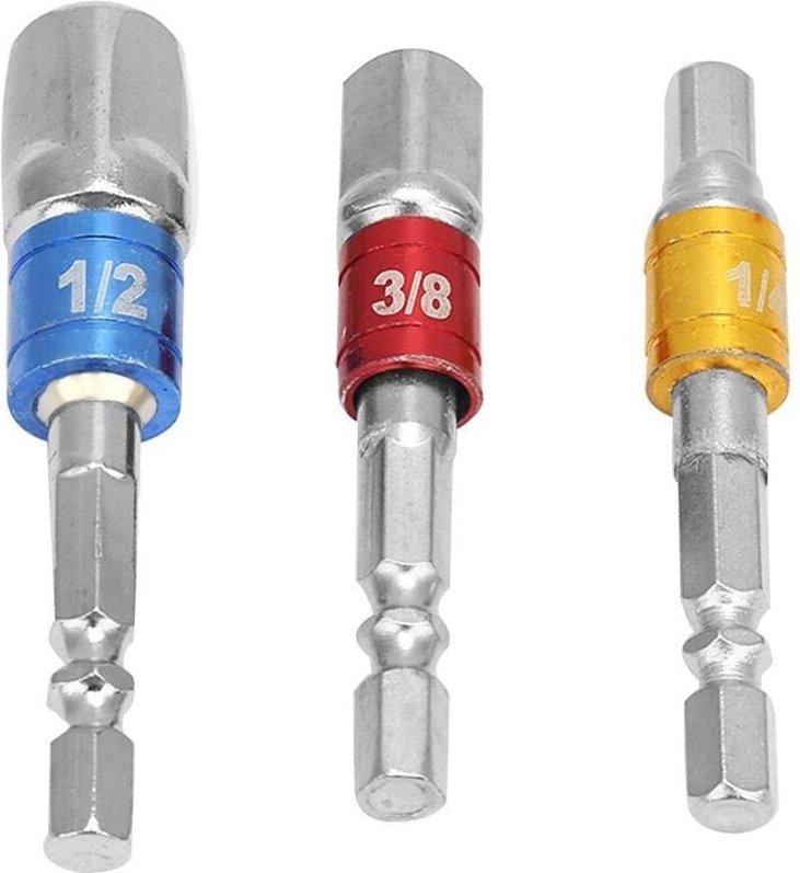 Schlagfester Steckschlüssel-Adaptersatz, 3-teilig, 1/4", 3/8", 1/2" Sechskant-Steckschlüsseleinsätze aus Chrom-Vanadium-...