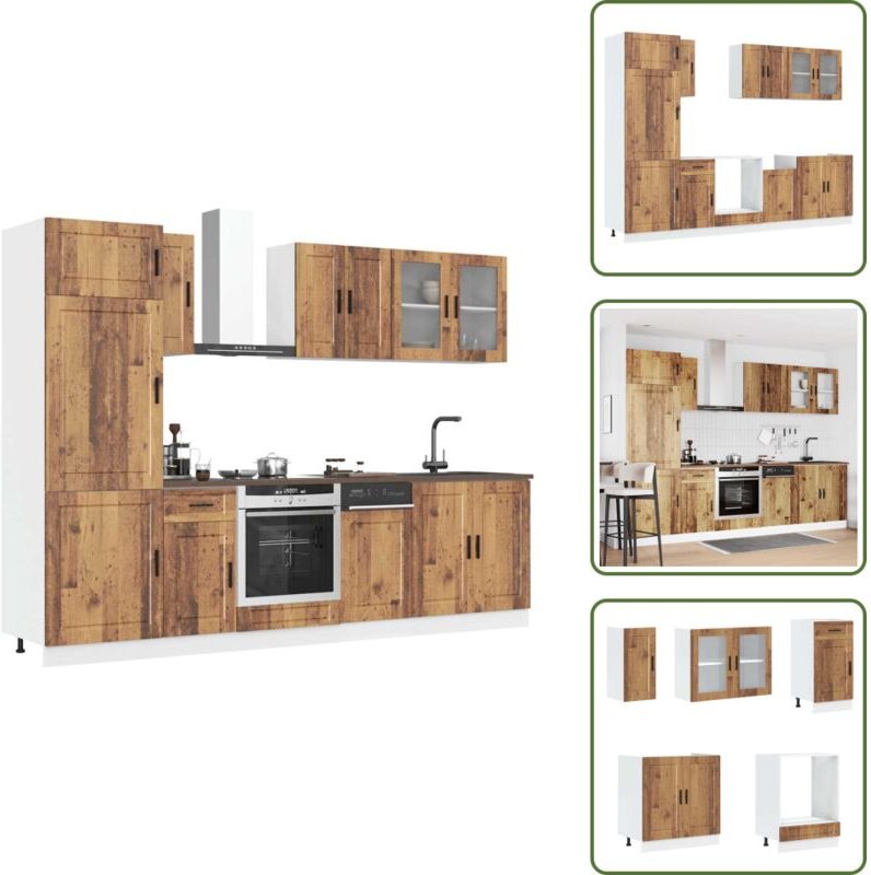 Vidaxl - 8-tlg. Küchenschrank-Set Kalmar Altholz-Optik Holzwerkstoff - Küchenschrank-Set - Küchenschrank-Sets - Küchenze...