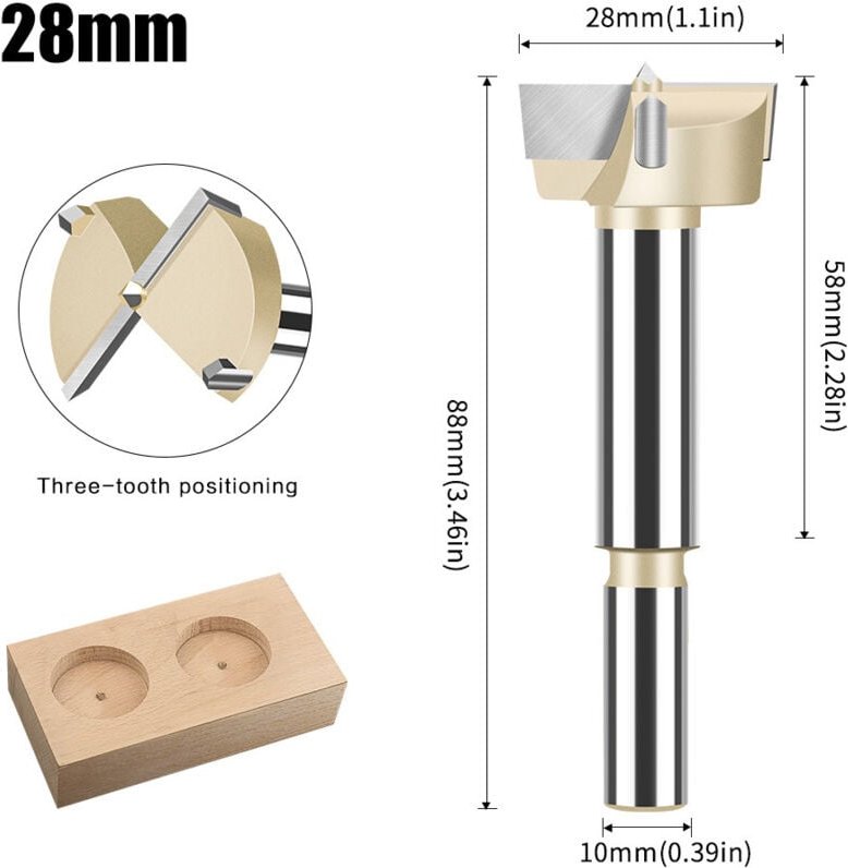 BEBUSINGOTO 28mm Senker Bohrer Holz Bohrer Holz Schreiner Scharnier