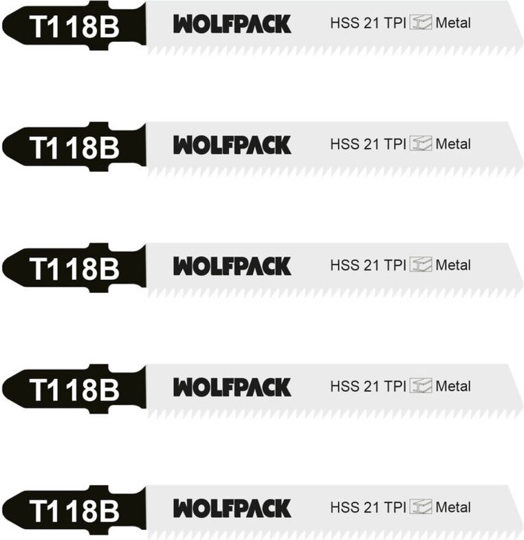 Grobes Metall-Stichsägeblatt, 5 Stück, HSS, 21 TPI