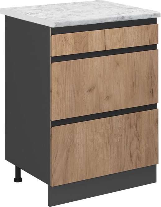 Vicco - Schubladenschrank R-Line, Goldkraft Eiche, 60 cm ap Marmor