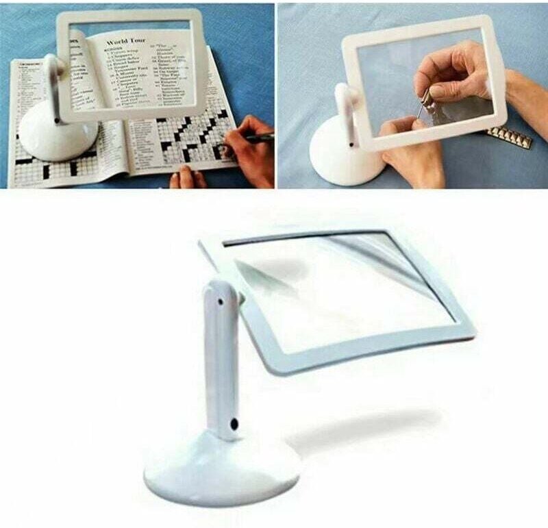 Stück große freihändige Lupe auf Ständer – 360° drehbare Linse – Lesen, Nähen, kleine Projekte – LED-Leuchten – 3-fache ...