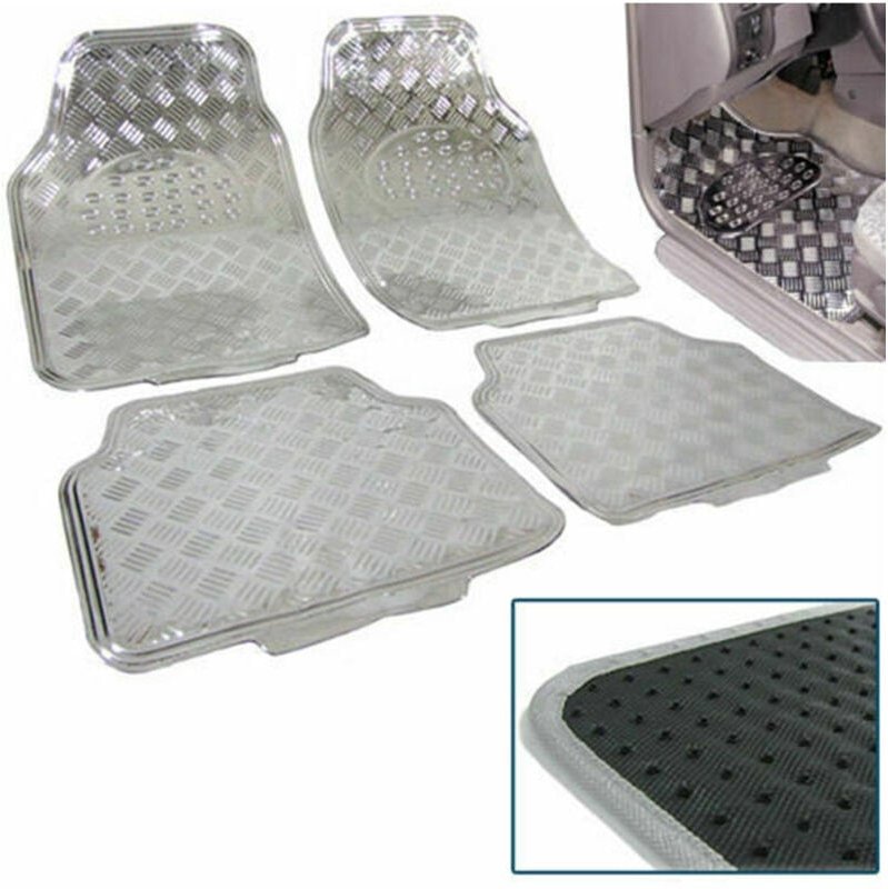 Trade Shop Traesio - Trade Shop - 4ER-SATZ universal-sportwagenmatten silberner gummi-metalleffekt -