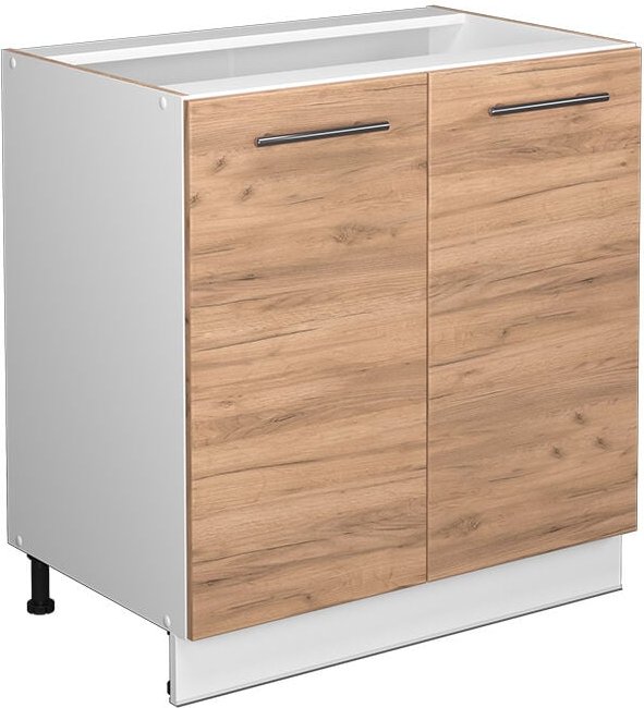 Spülenunterschrank Fame-Line, Goldkraft Eiche, 80 cm mit Regal, ohne Arbeitsplatte Vicco